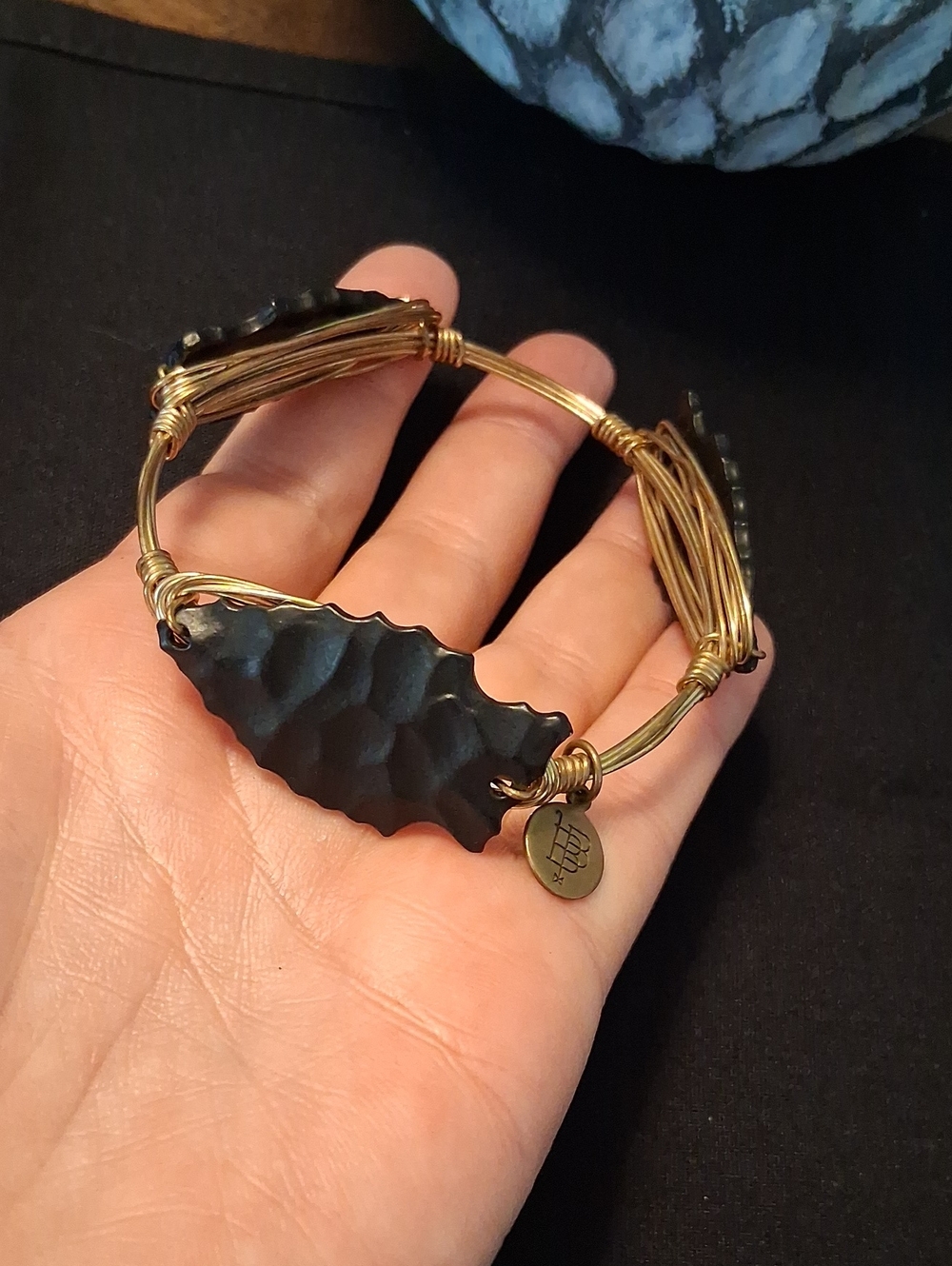 Handcrafted Black and Gold Wire Wrapped Bracelet